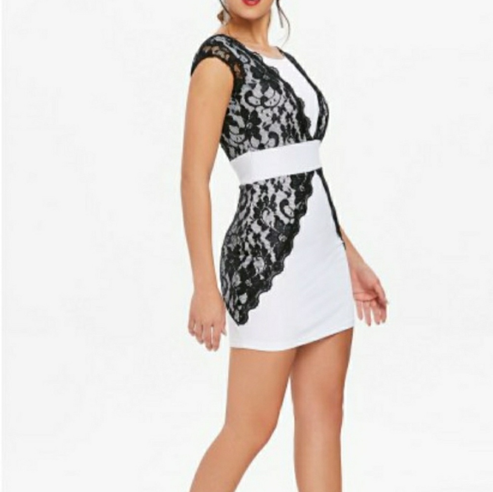 Black lace & white dress